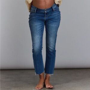 Hatch the crop maternity jean straight leg raw hem denim size 26
